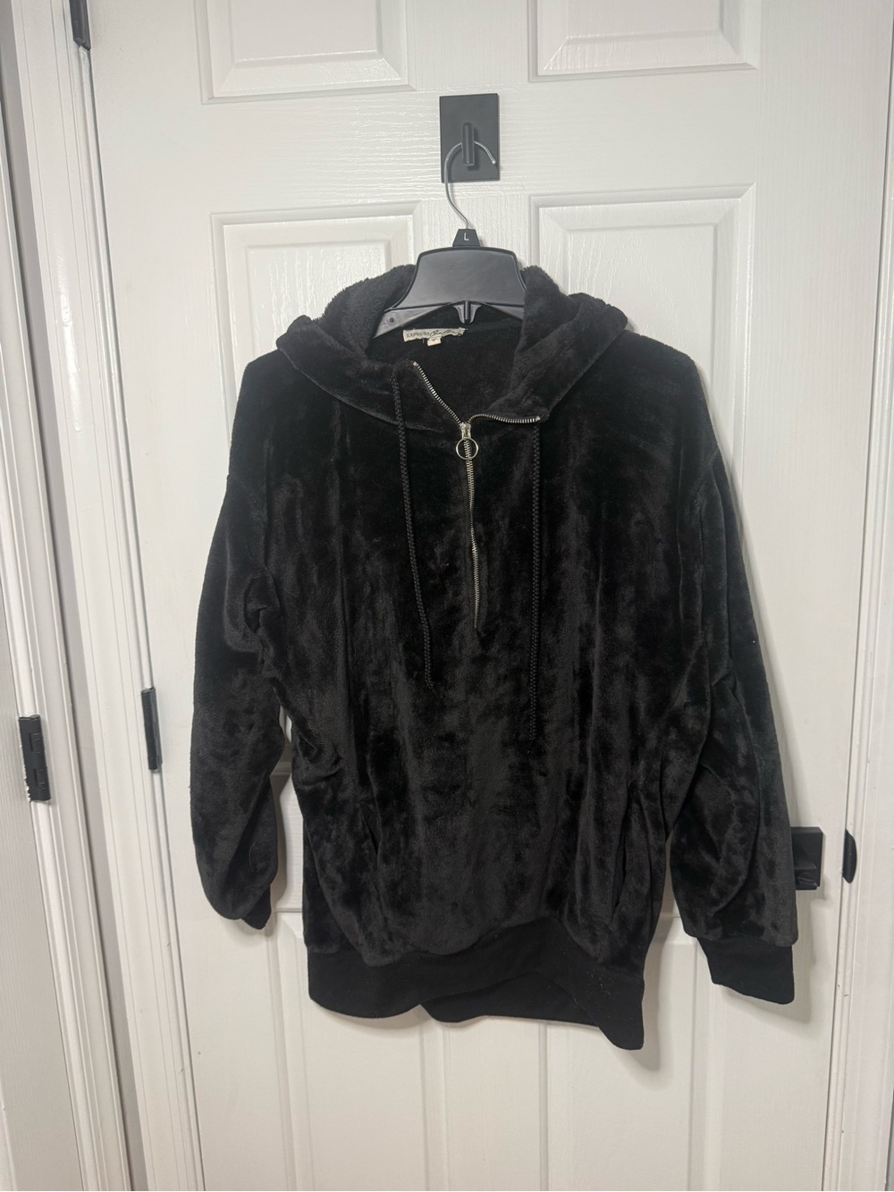 Express Plush Half-Zip Hooded Jacket - Black